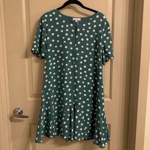 Green Polka Dot Drop Waist Shift Dress